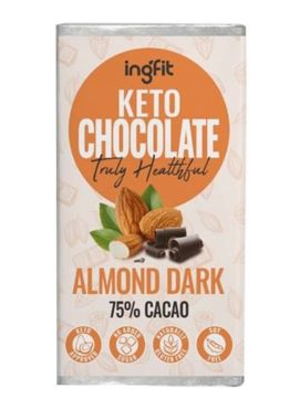 Ingfit Premium Sugar Free Dark Chocolate with Almonds, 95g